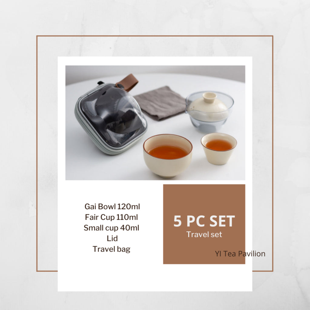 CREAM Chinese Tea Set Travel Set Compact Tea Gift Set Kungfu Tea Set 便携式旅行茶具户外功夫茶具盖碗茶具礼盒款