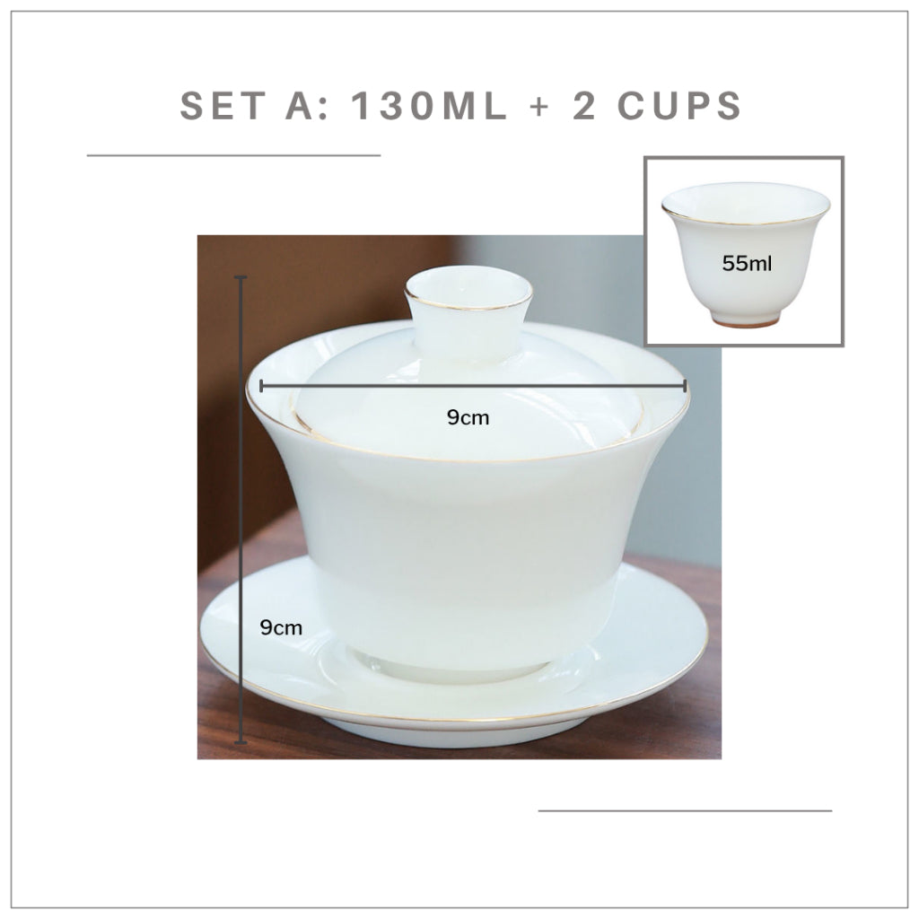 Dehua Blanc De Chine Gaiwan Set Porcelain Tea Set Chinese Kungfu Tea Set 德化羊脂玉 陶瓷 功夫茶具套装 三才琬