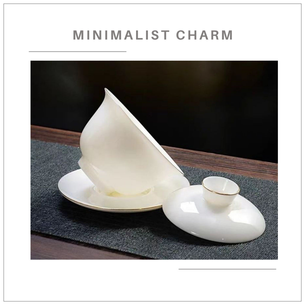 Dehua Blanc De Chine Gaiwan Set Porcelain Tea Set Chinese Kungfu Tea Set 德化羊脂玉 陶瓷 功夫茶具套装 三才琬
